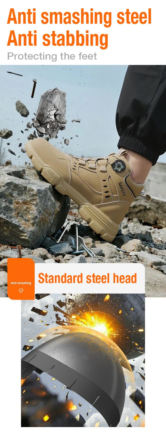 Botas de Trabajo de Seguridad con Punta de Acero para Hombre, Anti-aplastamiento, Resistentes a Pinchazos, con Entresuela de Kevlar, Impermeables, Ligeras, con Hebilla Giratoria