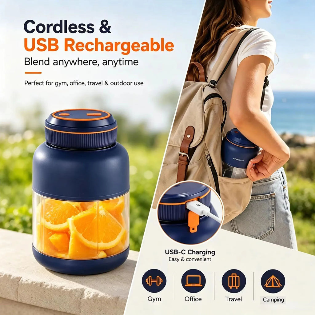 Licuadora Eléctrica Portátil de 1300 ml para el Hogar, Carga USB, Exprimidor de Frutas, Limón, Naranja, Exprimidor de Frutas para Exteriores