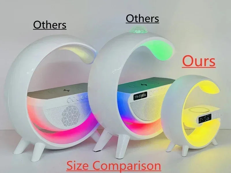 Soporte de cargador inalámbrico multifunción, altavoz despertador con luz RGB para iPhone, Samsung, Xiaomi, Mini estación de carga rápida