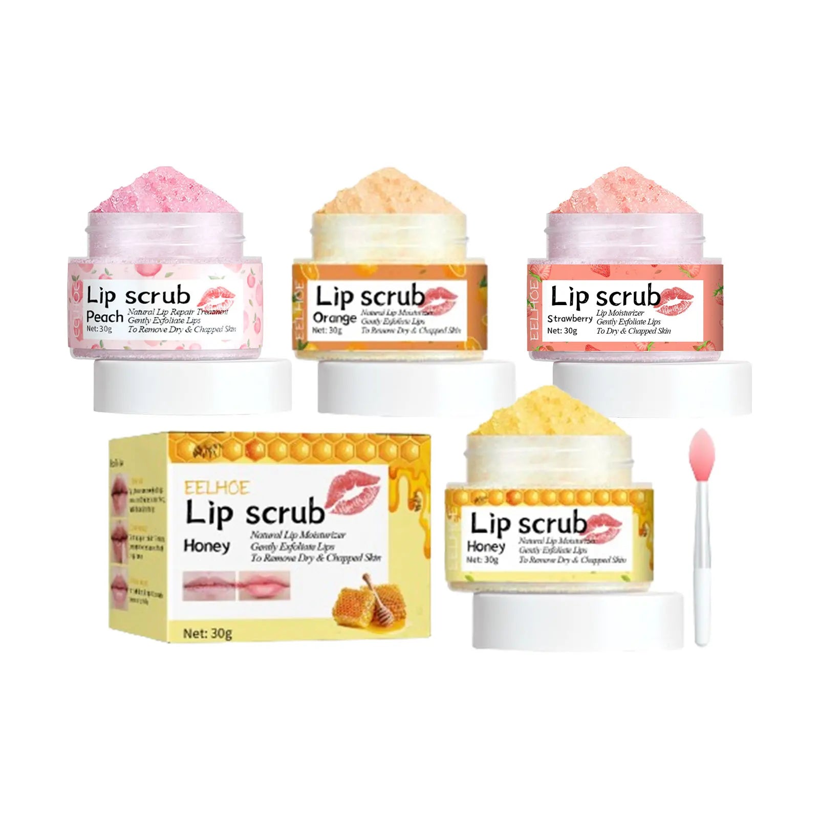 EELHOE exfoliante de labios rosa, eliminación de piel muerta, aclaramiento de líneas de labios, maquillaje hidratante antisequedad, productos para el cuidado de los labios
