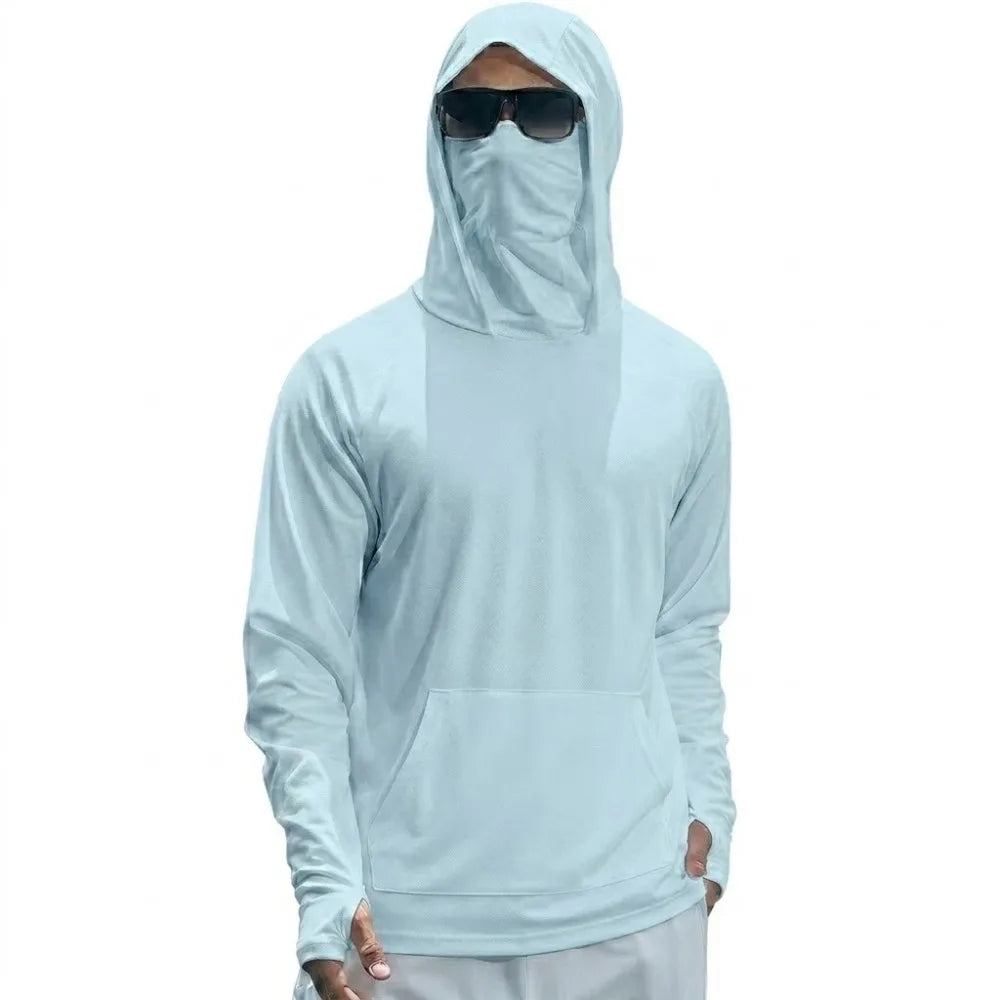 Camiseta de Manga Larga con Capucha para Hombre, Protección Solar UPF50+, de Secado Rápido, para Correr, Pesca, Deporte, Estilo Urbano