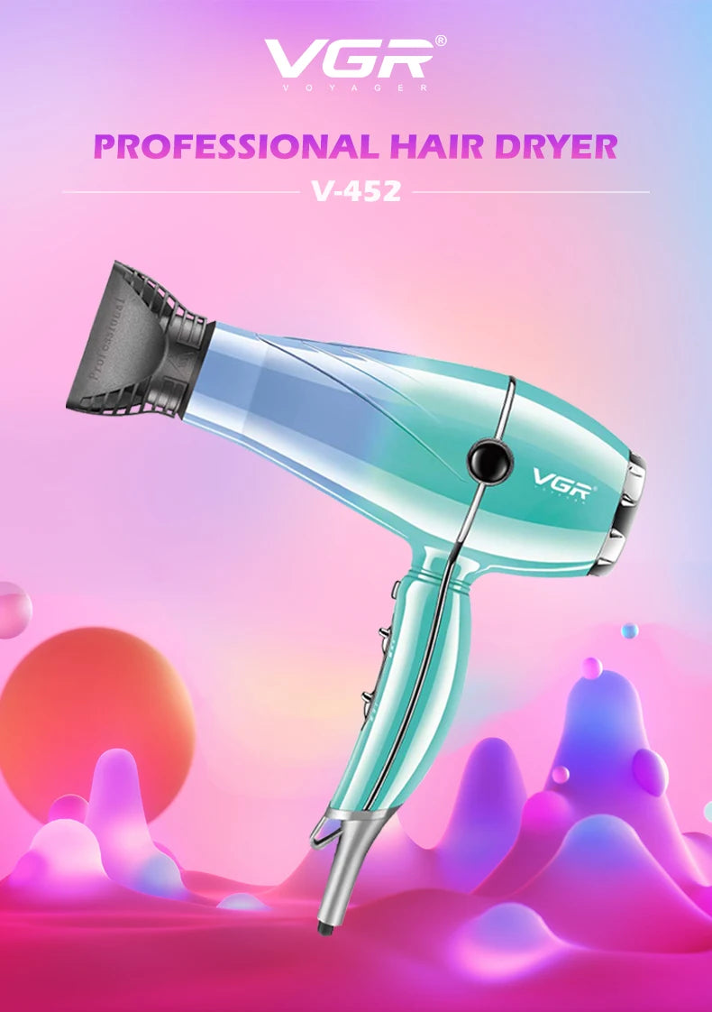 VGRV-452 secador de pelo profesional para el cuidado del cabello 2000-2400W súper fuerte energía eólica dormitorio hogar iones negativos cuidado del cabello estilo viento