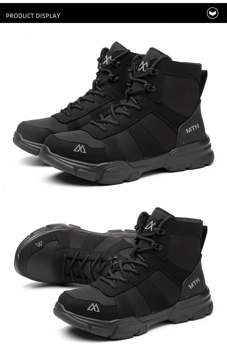Zapatos de seguridad ligeros y transpirables para hombre, puntera de acero, zapatos de trabajo antigolpes, botas de seguridad indestructibles antipinchazos
