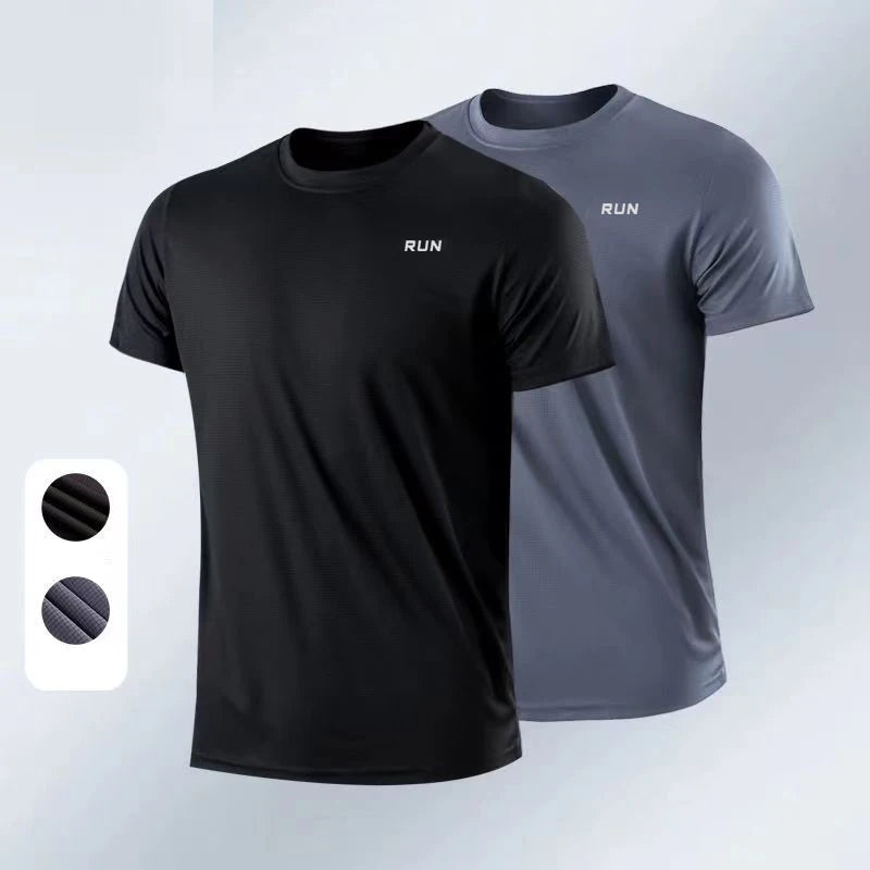 Camiseta deportiva de verano para hombre, camiseta atlética de manga corta con cuello redondo, poliéster, secado rápido, transpirable, ligera, para gimnasio, correr, culturismo, entrenamiento, fútbol, camisetas depo