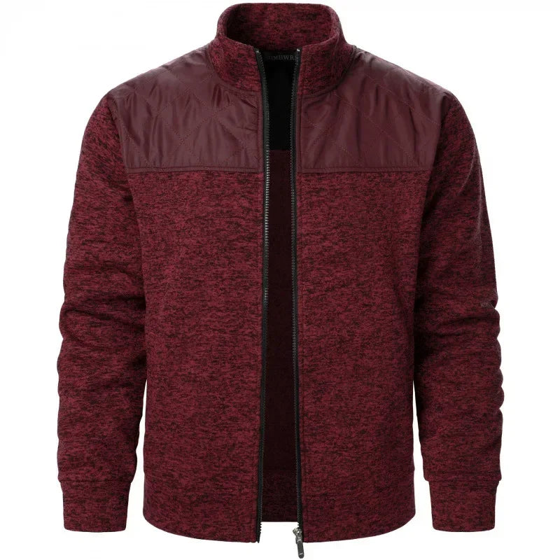 Sudaderas de retales para hombre, chaqueta con cuello levantado, cárdigan ajustado, ropa de calle, ropa deportiva, abrigo informal con cremallera, chándal para exteriores para hombre