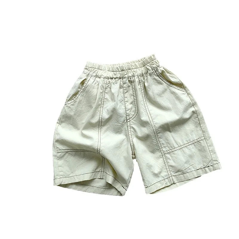 NOVEDAD DE VERANO 2025, pantalones cortos sueltos para niños, pantalones casuales sólidos para bebés, pantalones cortos casuales de algodón para niños y niñas, pantalones medios para niños, ropa para niños