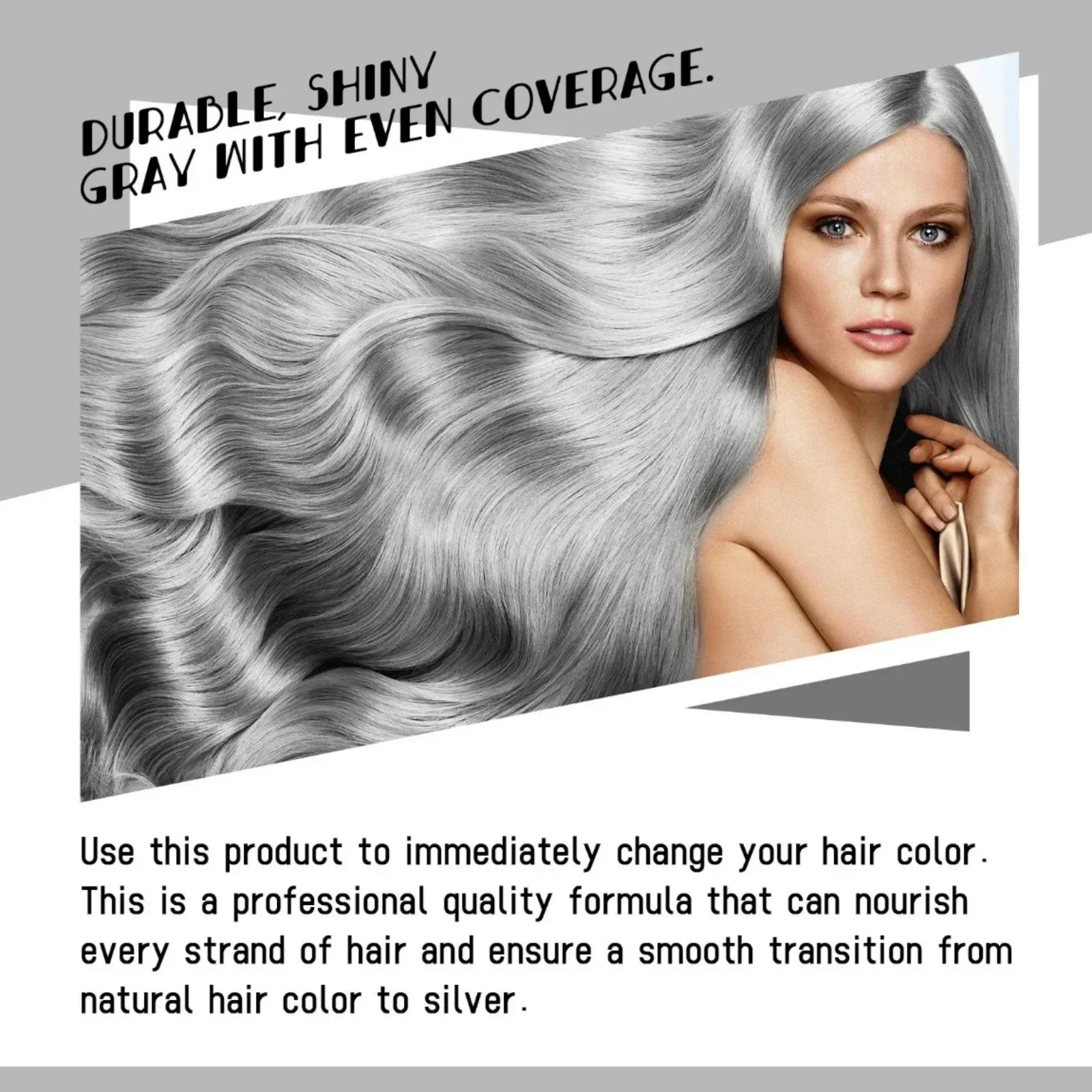 Tinte para el cabello gris plateado semipermanente, crema de tinte para el cabello Natural. Tratamiento lavable, tinte para sujetar todo el día, peinado DIY para fiesta, Cosplay