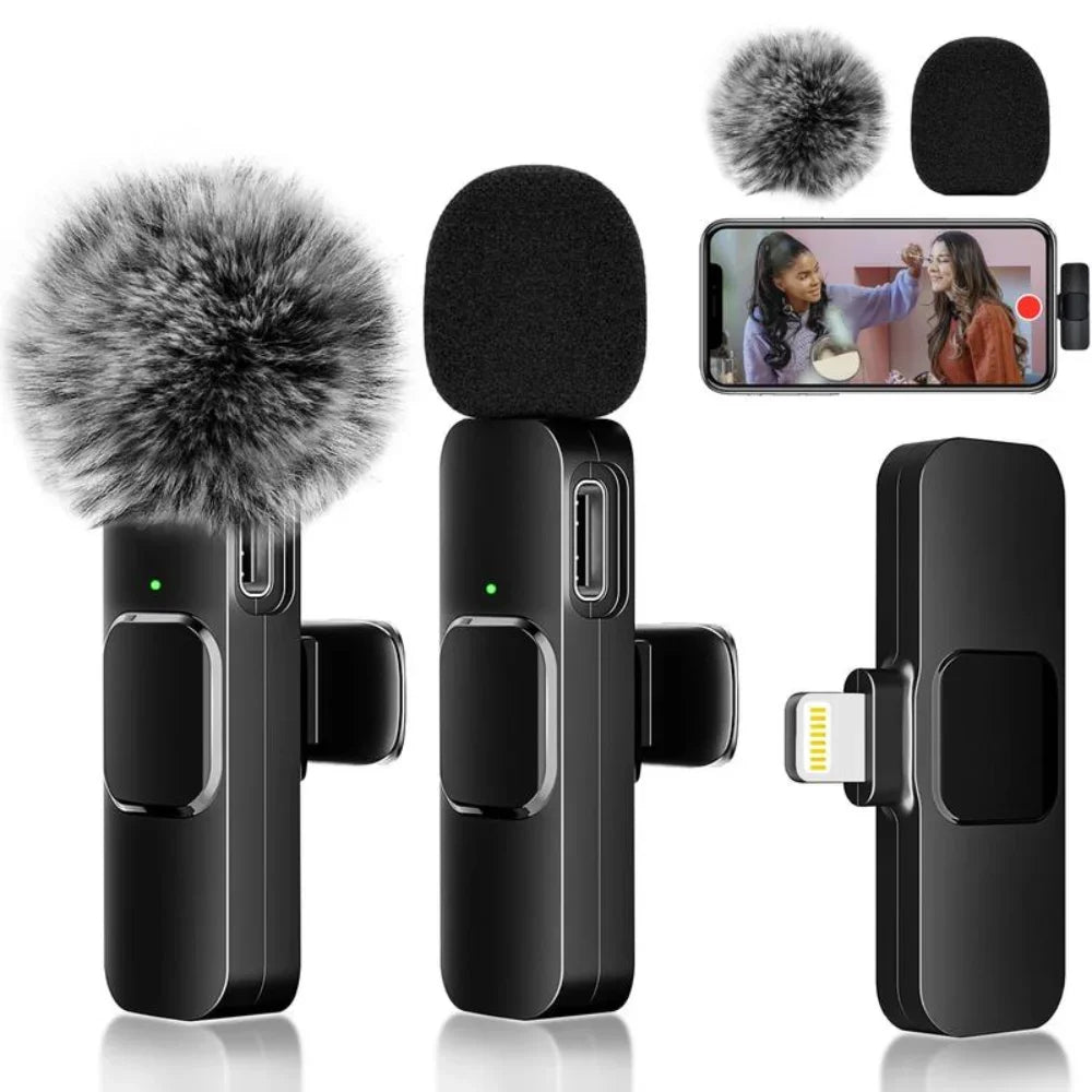 2 Micrófonos Lavalier Inalámbricos para iPhone, Android, iPad, Micrófono de Solapa Mini con Sonido Nítido