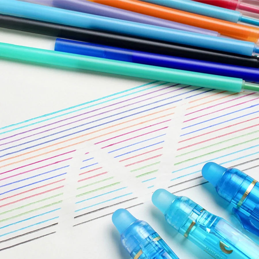Juego de bolígrafos retráctiles borrables de color, 10 Uds., con recambios, escritura de dientes de punta extrafina de 0,5mm, perfecto para útiles escolares