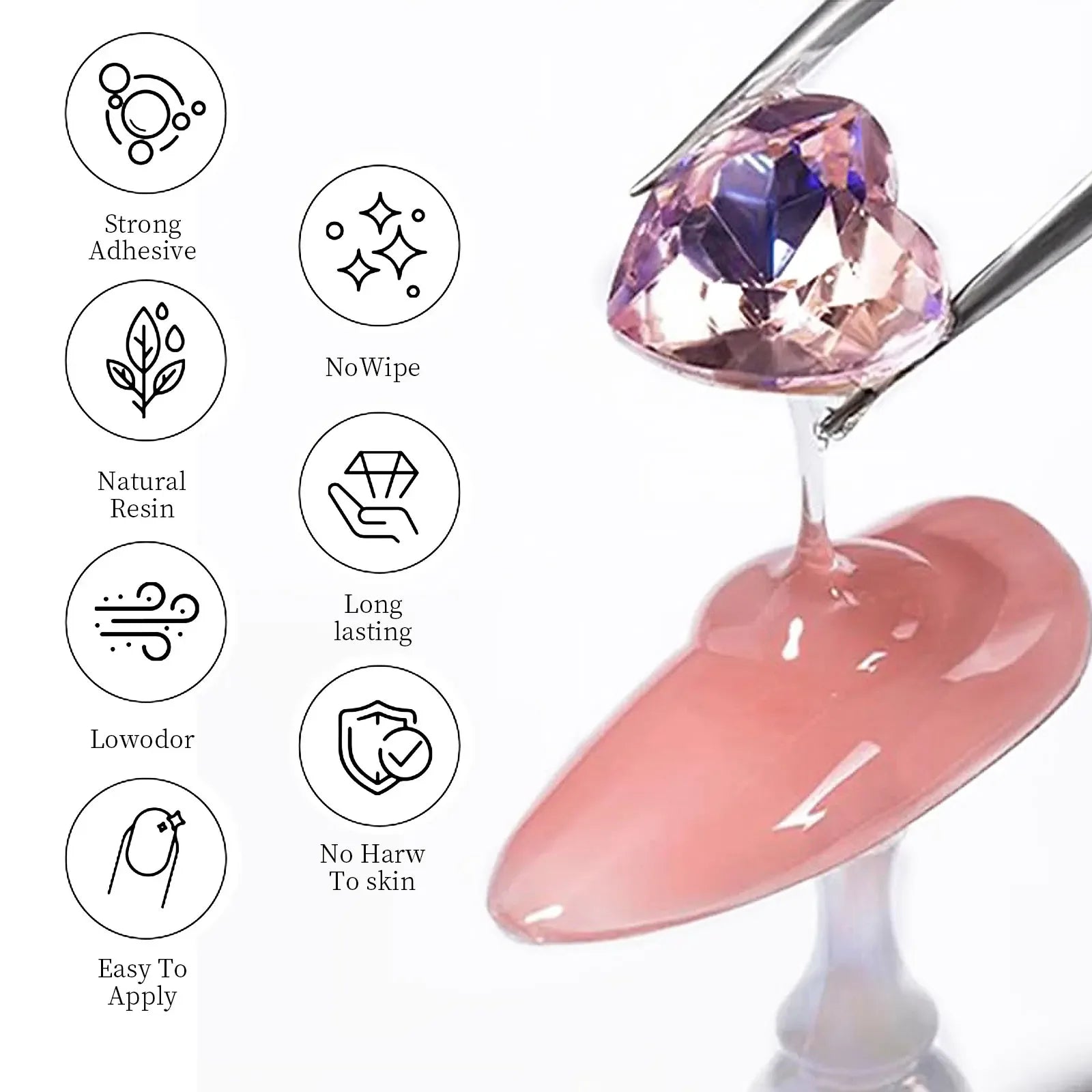 Pegamento de diamantes de imitación para uñas, Gel superfuerte para uñas, decoración de uñas 3D, Gema brillante, diamantes de Arte de uñas, 30g