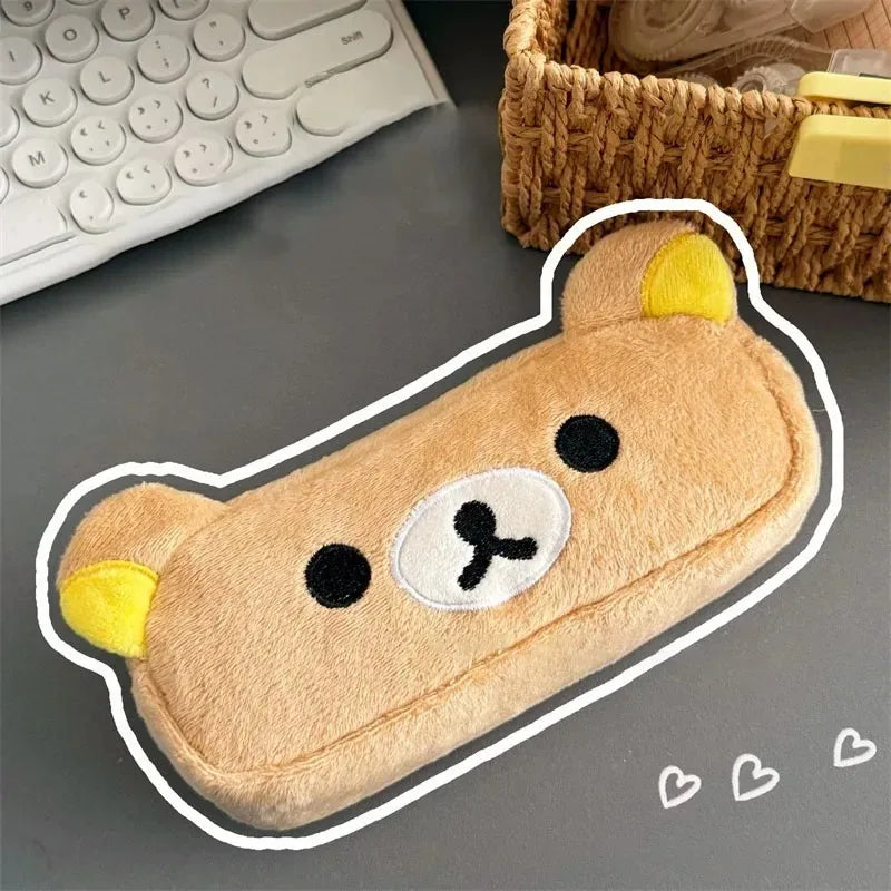 Estuche para lápices Rilakkuma, bolsa de maquillaje de alta estética, caja para lápices de gran capacidad para estudiantes, ligera y fácil de llevar