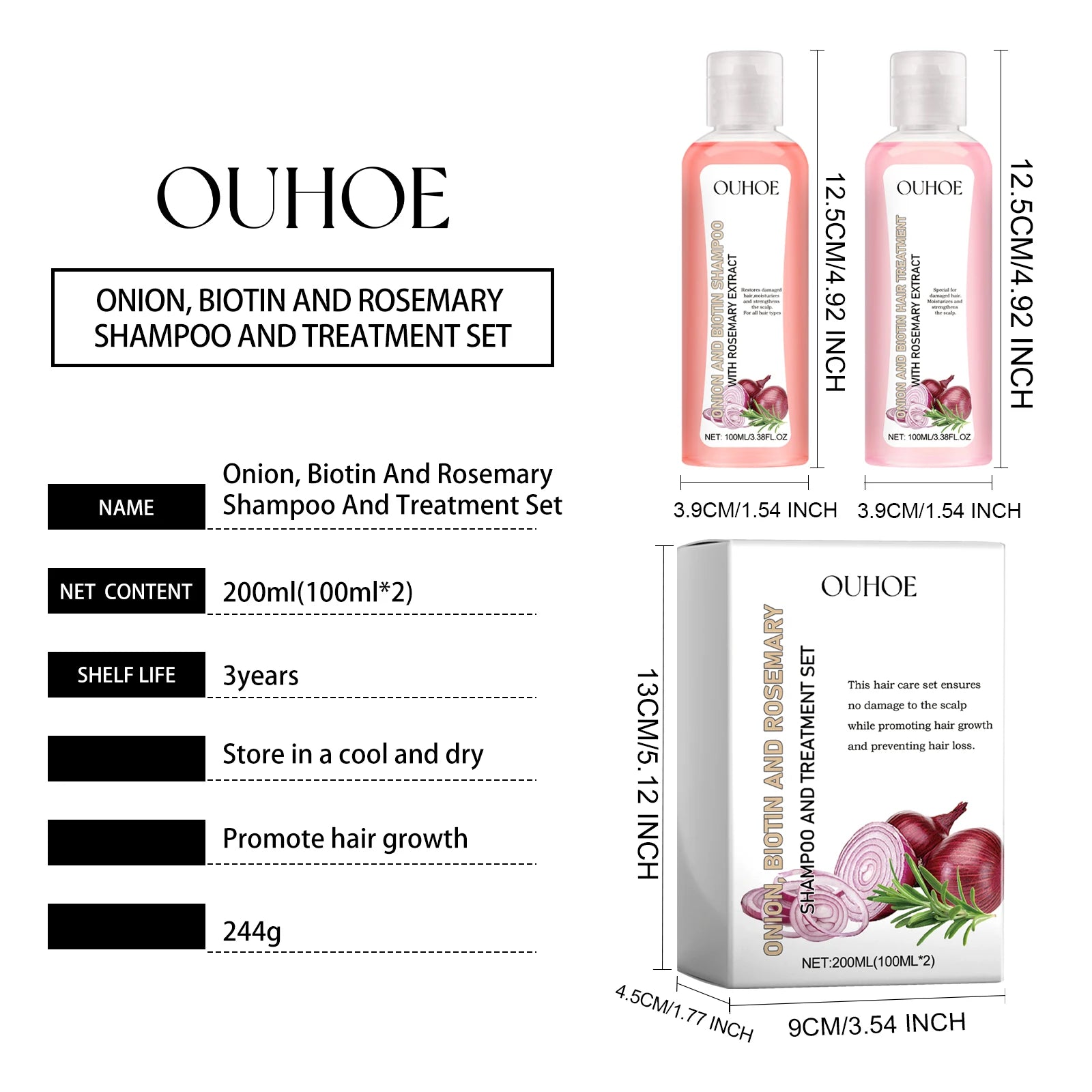 Biotina-Juego de champú de Romero para el cuidado del cabello, acondicionador para todo tipo de cabellos, libre de Parabeno, regalo para el cuidado del cabello saludable
