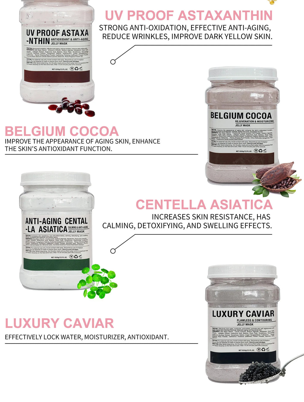 6 uds máscara de gelatina en polvo al por mayor 650G máscaras profesionales uso en salón de belleza productos para el cuidado de la piel Facial