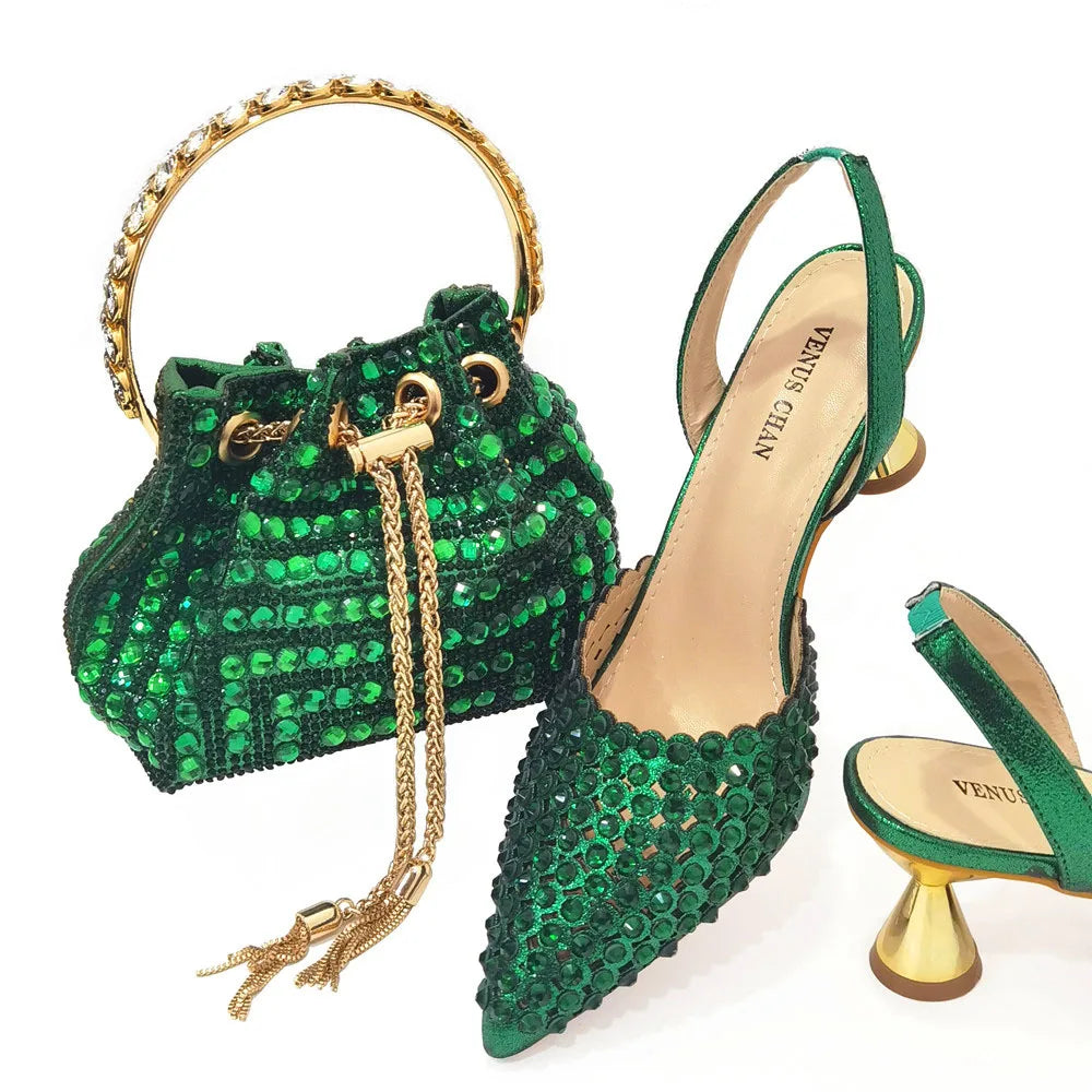 Sandalias con fondo de Muffin decoradas con cuentas para mujer, zapatos y bolso cómodos y versátiles, elegantes, a la moda, verano, 2023