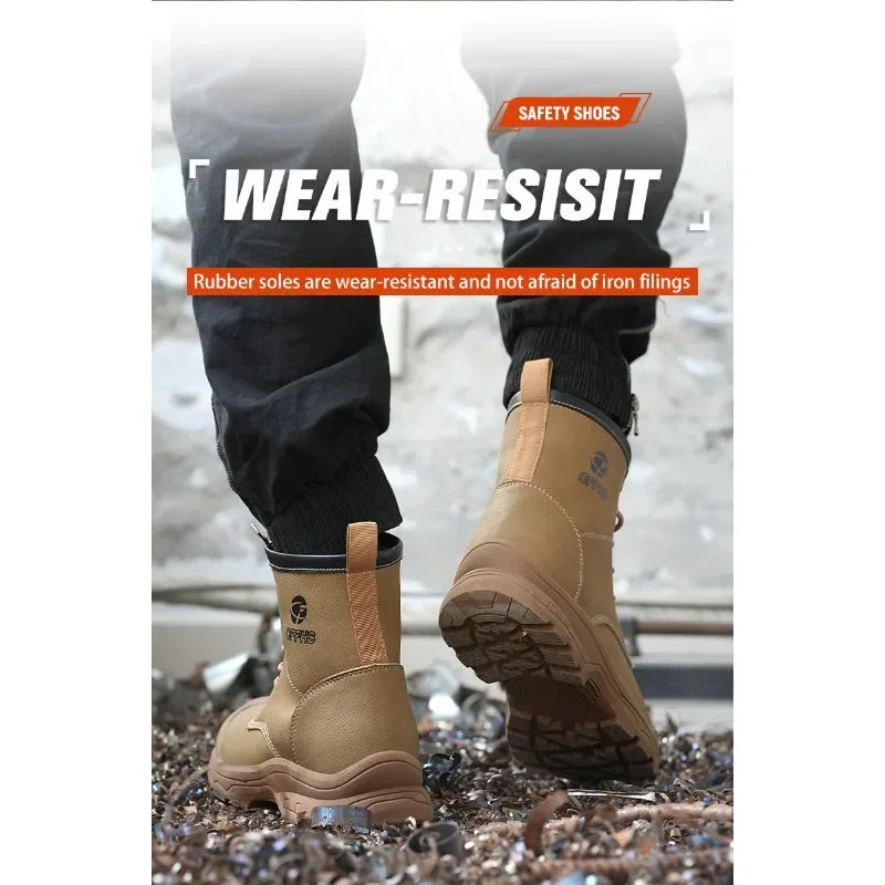 Botas de trabajo de microfibra de alta gama para hombre con puntera de acero para antigolpes y antipinchazos, antipinchazos de Kevlar