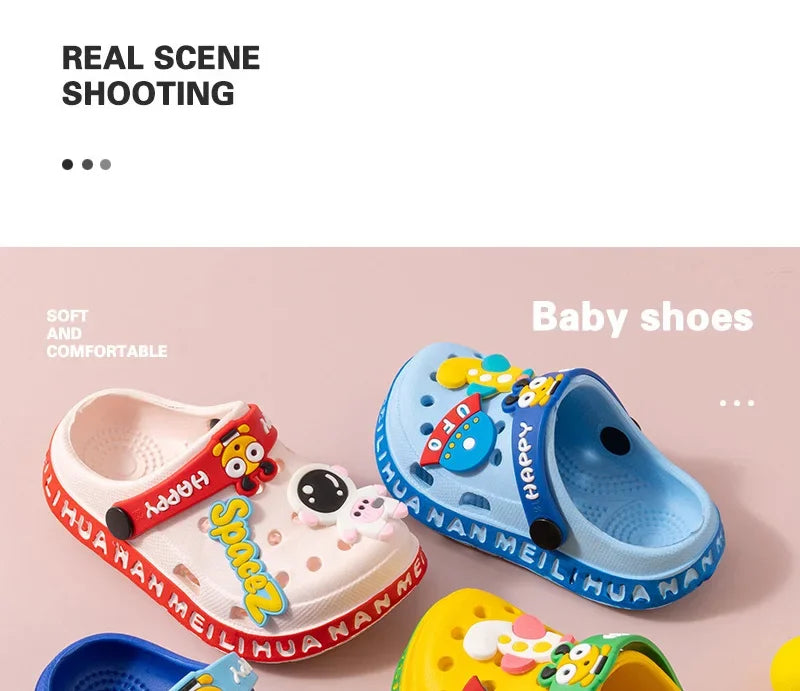 Zapatos de jardín para niños, bonitas sandalias de playa de dibujos animados de EVA, zapatillas de verano para bebés, zapatillas suaves de alta calidad para exteriores, zapatos con tapa