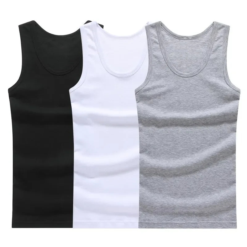 Chaleco de talla grande de Color sólido para las cuatro estaciones para hombre, Top cómodo de algodón puro para deportes juveniles y Fitness, Base para mediana edad, 1/3 piezas