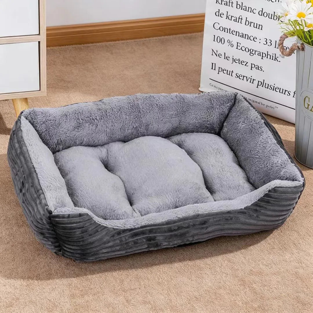 Cama Rectangular de Felpa Suave para Perros, Sofá Cálido Antideslizante para Gatos y Perros Pequeños, Cojín de Corduroy