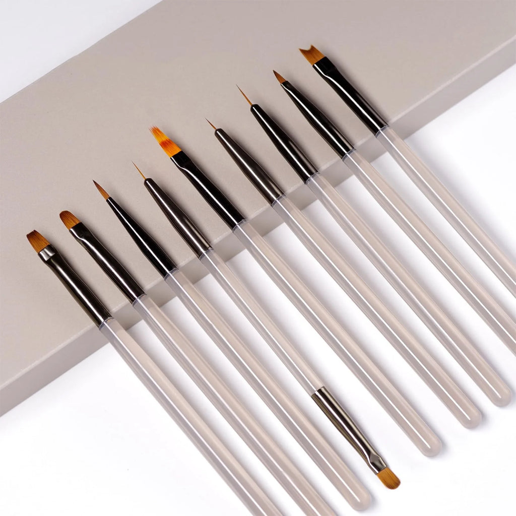 9 Bolígrafo de gel UV, pincel para uñas DIY, pincel para pintar acrílico, delineador de ojos para diseño de uñas, herramientas de pintura para exhibición de puntas de uñas.
