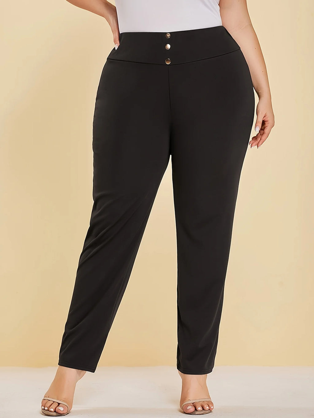 Otoño e Invierno nuevas mujeres de talla grande tejido de punto modelos casuales diseño de hendidura pantalones rectos