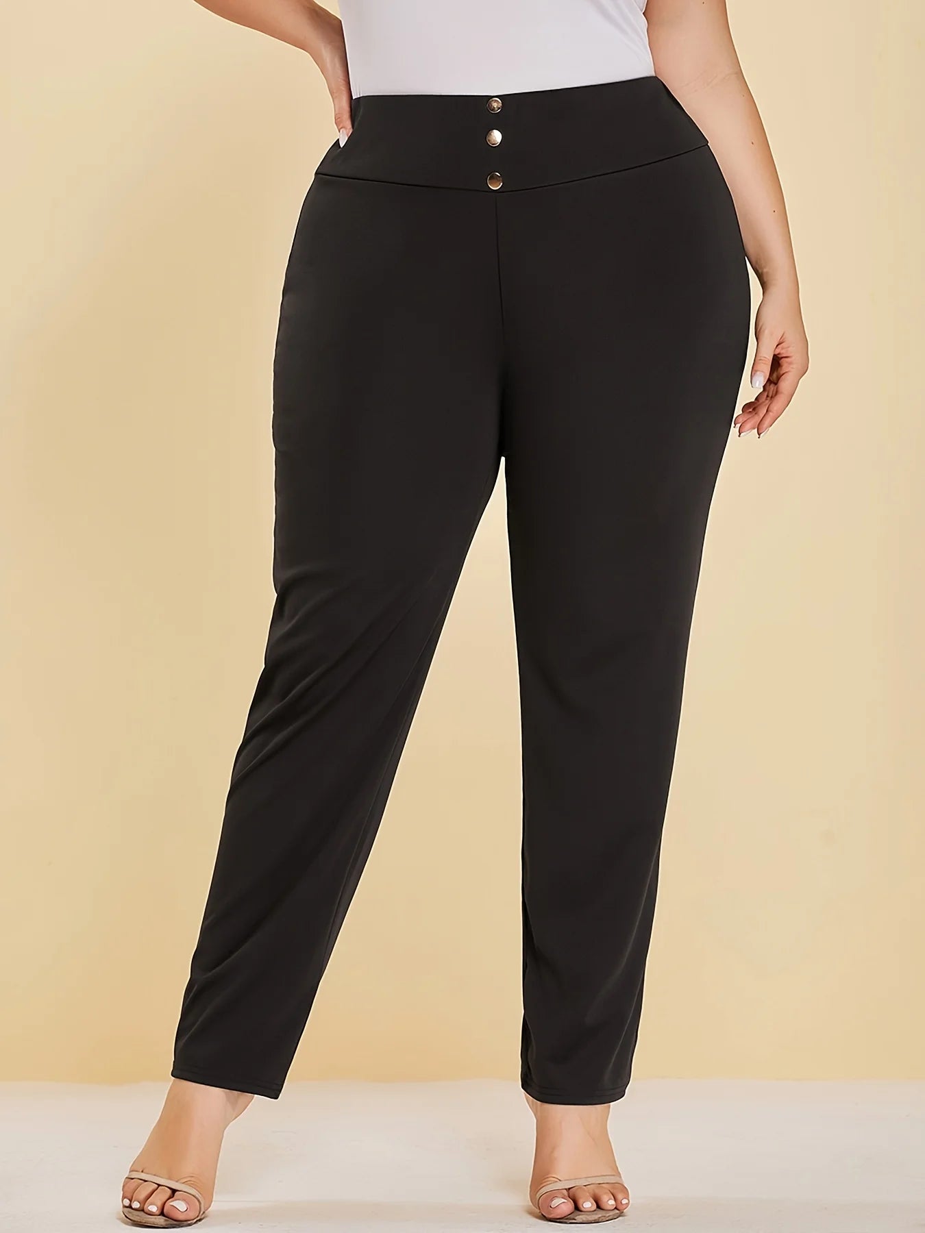 Otoño e Invierno nuevas mujeres de talla grande tejido de punto modelos casuales diseño de hendidura pantalones rectos