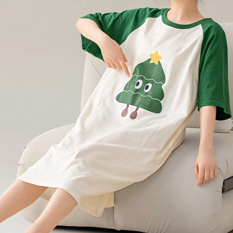 100% ALGODÓN! Camisón de verano para mujer de talla grande M-4XL, nuevo camisón antibacteriano HQ, camisón de manga corta, vestido informal