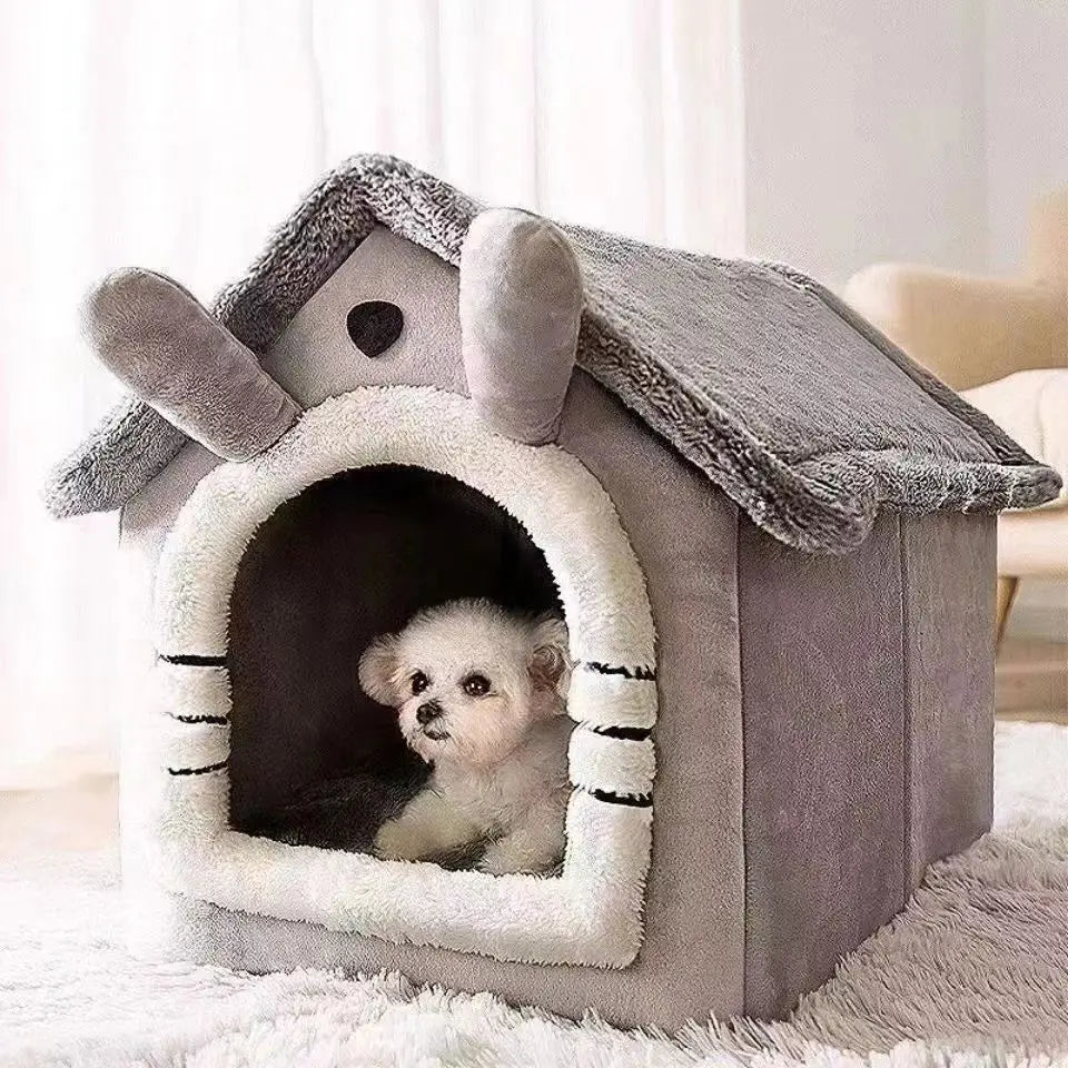 Cama estilo casa para perros para todas las estaciones, cama extraíble y lavable para mascotas para perros pequeños, casa cálida de invierno para perros y gatos