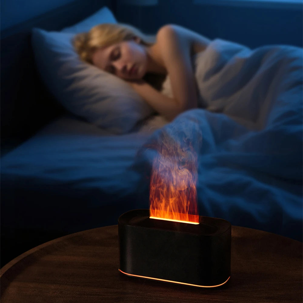 Difusor de aceites esenciales, humidificador de fuego de vapor de agua colorido con llama para sala de máquinas de terapia de aroma de aromaterapia, difusor de llama