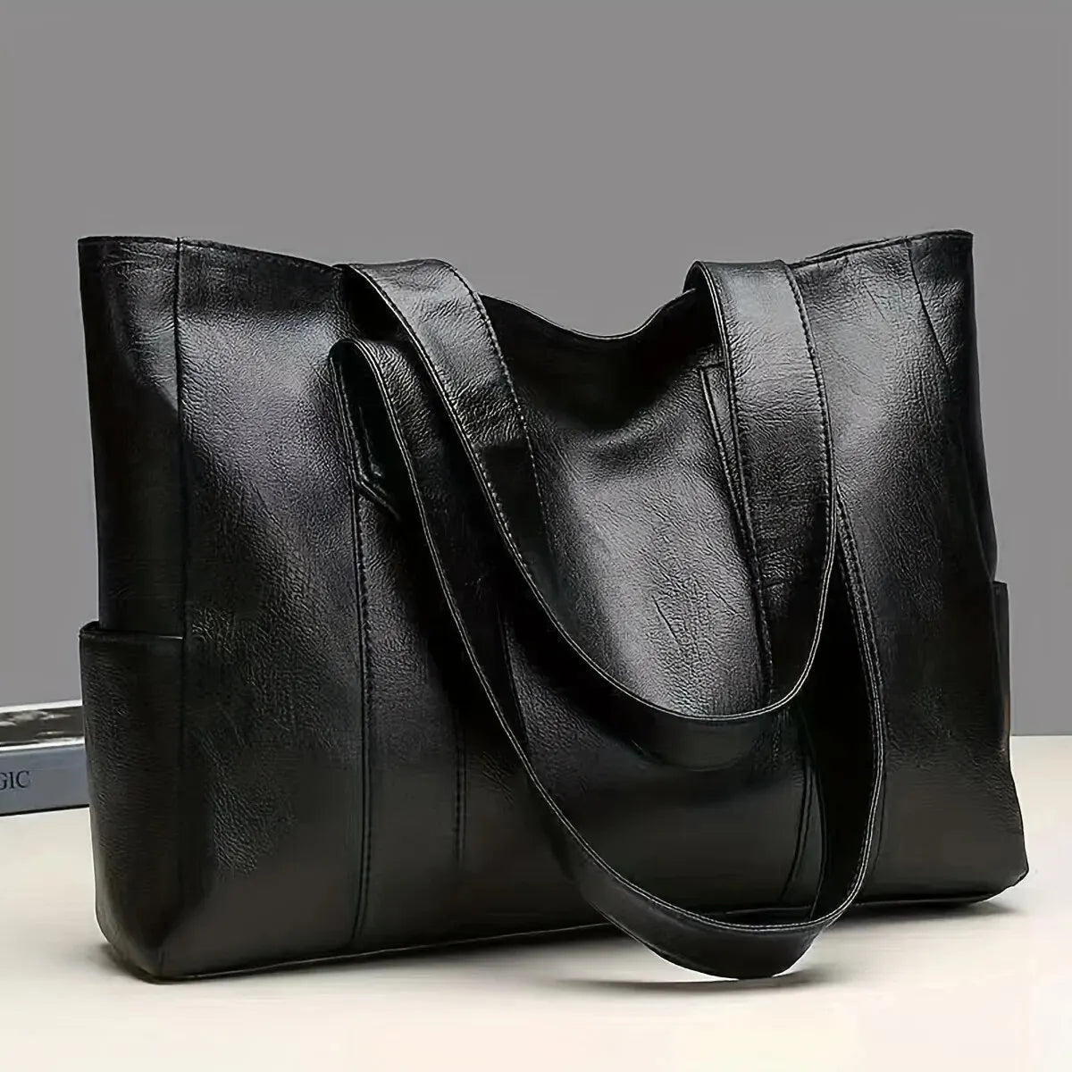 Bolso de mano vintage de gran capacidad, bolso de hombro vegano retro, bolso casual de mujer para ir al trabajo