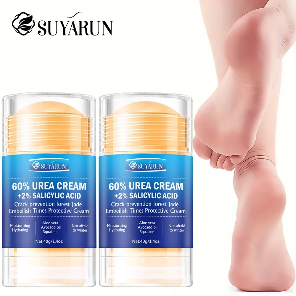 SUYARUN Crema para el cuidado de los pies con urea al 60% - Reparación intensiva del talón agrietado, eliminador de callos para pies secos - Absorción rápida de la piel del pie.