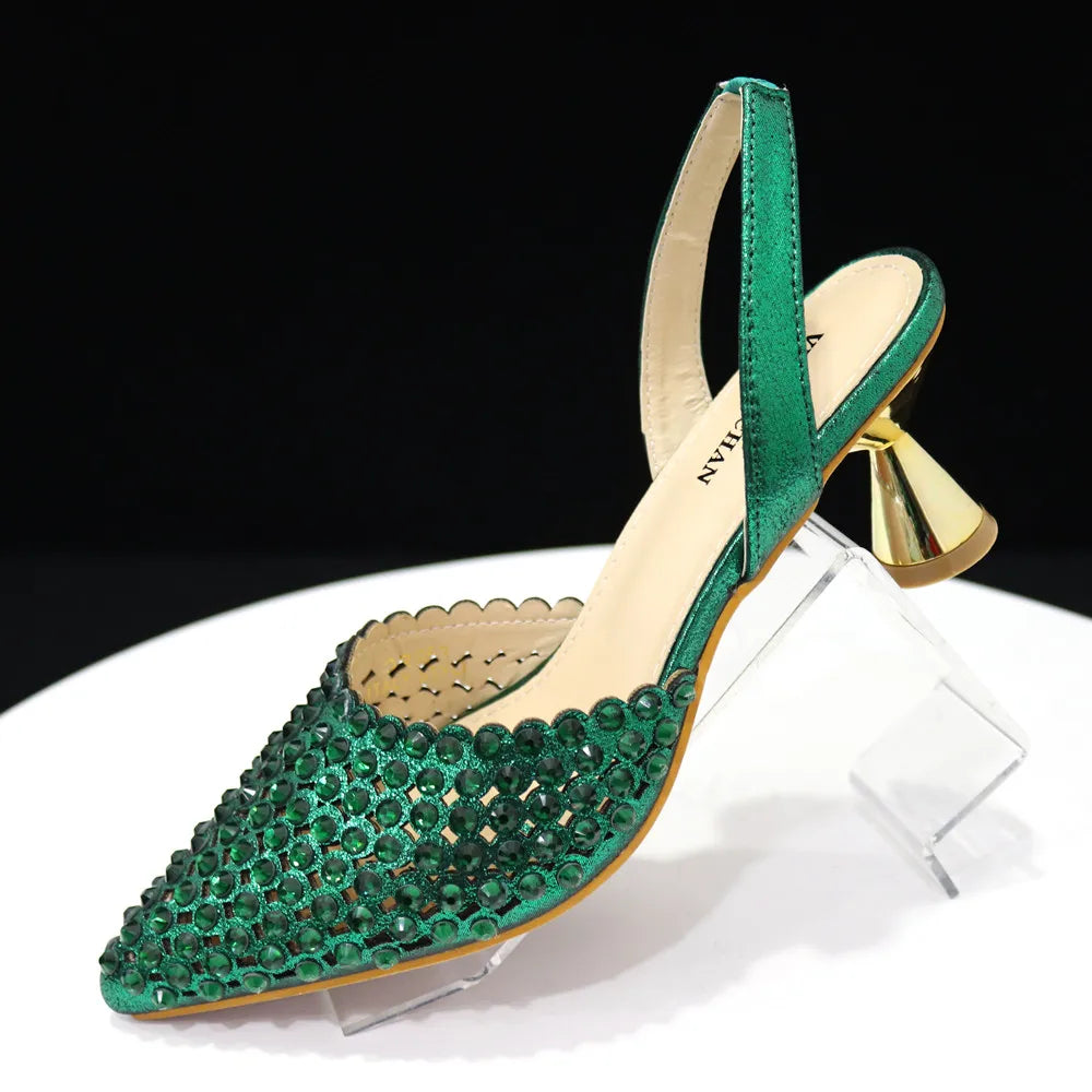 Sandalias con fondo de Muffin decoradas con cuentas para mujer, zapatos y bolso cómodos y versátiles, elegantes, a la moda, verano, 2023