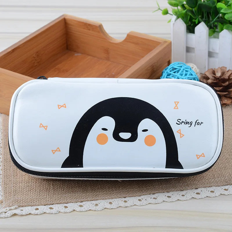 Estuche de cuero PU para lápices de dibujos animados, bolsa de almacenamiento de papelería escolar, estuche bonito para estudiantes, bolsa para bolígrafos para niños, regalos y premios