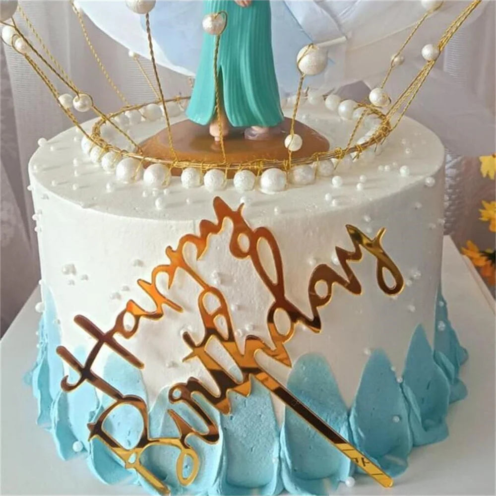 10 Uds. De plástico Gittler, adorno para tarta de feliz cumpleaños, letrero decorativo ostentoso, adorno para tarta de feliz cumpleaños, decoración de postre de cumpleaños para niña