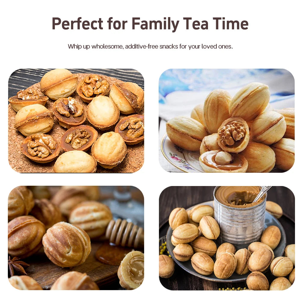 Máquina eléctrica para hacer gofres y pasteles de nueces con nueces, 12 agujeros, cocina, fabricación de galletas para hornear, gofres de nueces de negocios