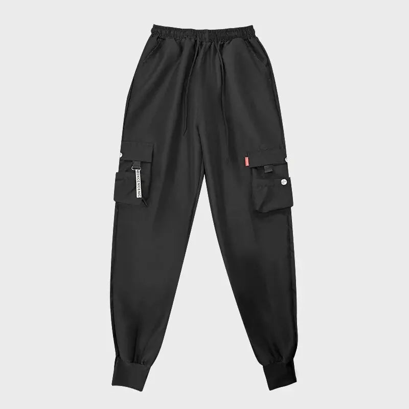 Nuevos pantalones de trabajo de calle para primavera y otoño para hombre, moda informal coreana Ins, pantalones deportivos de Hip-hop sueltos de nueve minutos, pantalones con cordón