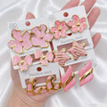 6 pares de pendientes de acero inoxidable con diseño de flores y geometría, coloridos y a la moda, para mujer, regalos para fiestas.