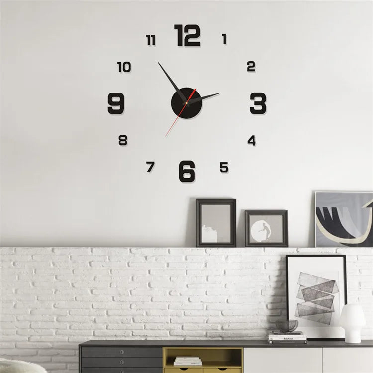 Reloj colgante de pared DIY sin marco creativo 3D, pegatinas de pared, reloj Digital silencioso para el hogar, decoración de pared para sala de estar y oficina