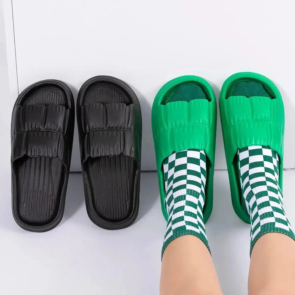 Zapatillas de nube de suela blanda para mujer, sandalias de playa para interiores y exteriores con plataforma gruesa, chanclas antideslizantes de EVA de verano