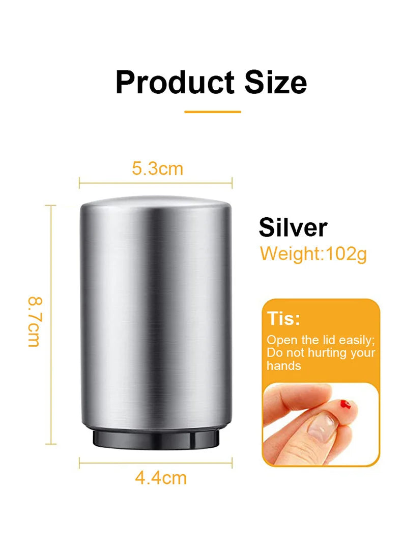 Abridor automático de botellas de cerveza de acero inoxidable, tapa de empuje sin curvatura, fácil de abrir para botellas de vidrio de cerveza y refresco, abridor de cocina