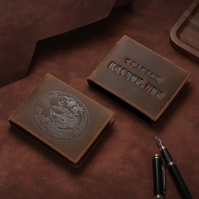 Tarjetero de cuero auténtico para hombre, cartera para documentos de coche, de alta calidad, para licencia de conducir, 8,2x10,5 cm