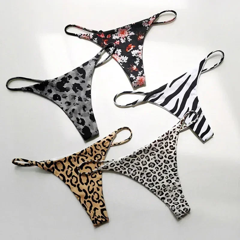Bragas de algodón con estampado de leopardo para mujer, bragas sexis, Tanga de cintura baja, Bikini con espalda en T, ropa interior sin costuras, lencería femenina, talla S-XXL