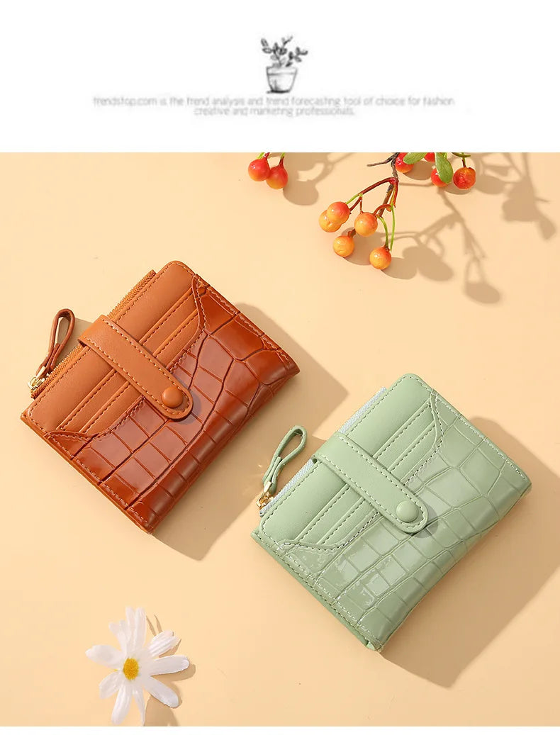 Cartera corta para mujer, monedero pequeño de cuero de marca de lujo a la moda, tarjetero para mujer, bolso de mano para mujer, billetera con Clip para dinero 2023