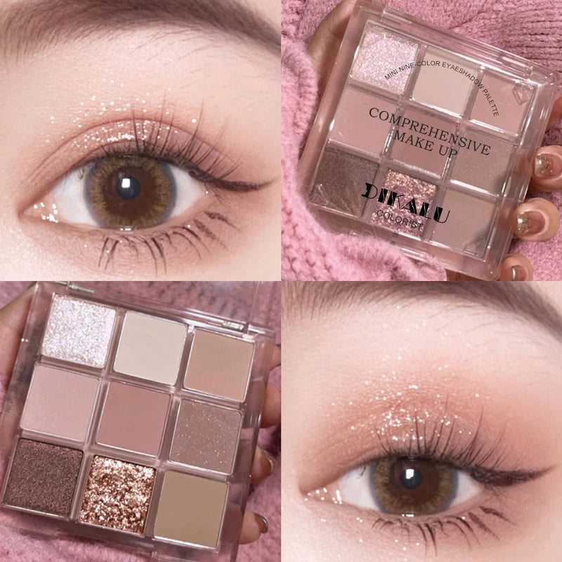 DIKALU-paleta de sombras de ojos, nueva paleta de sombra de ojos, Oh Rosy Nine Palace Grid, enfoque automático, baja saturación, polvo de humo, placa de rosa, primavera y verano