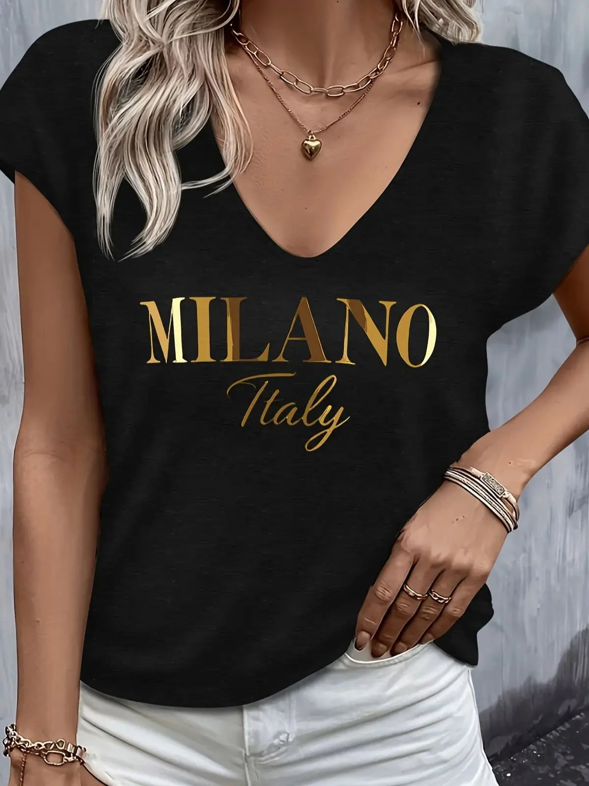 Camiseta holgada de Modal con cuello en V de manga corta para mujer, camiseta transpirable cómoda de manga corta de verano