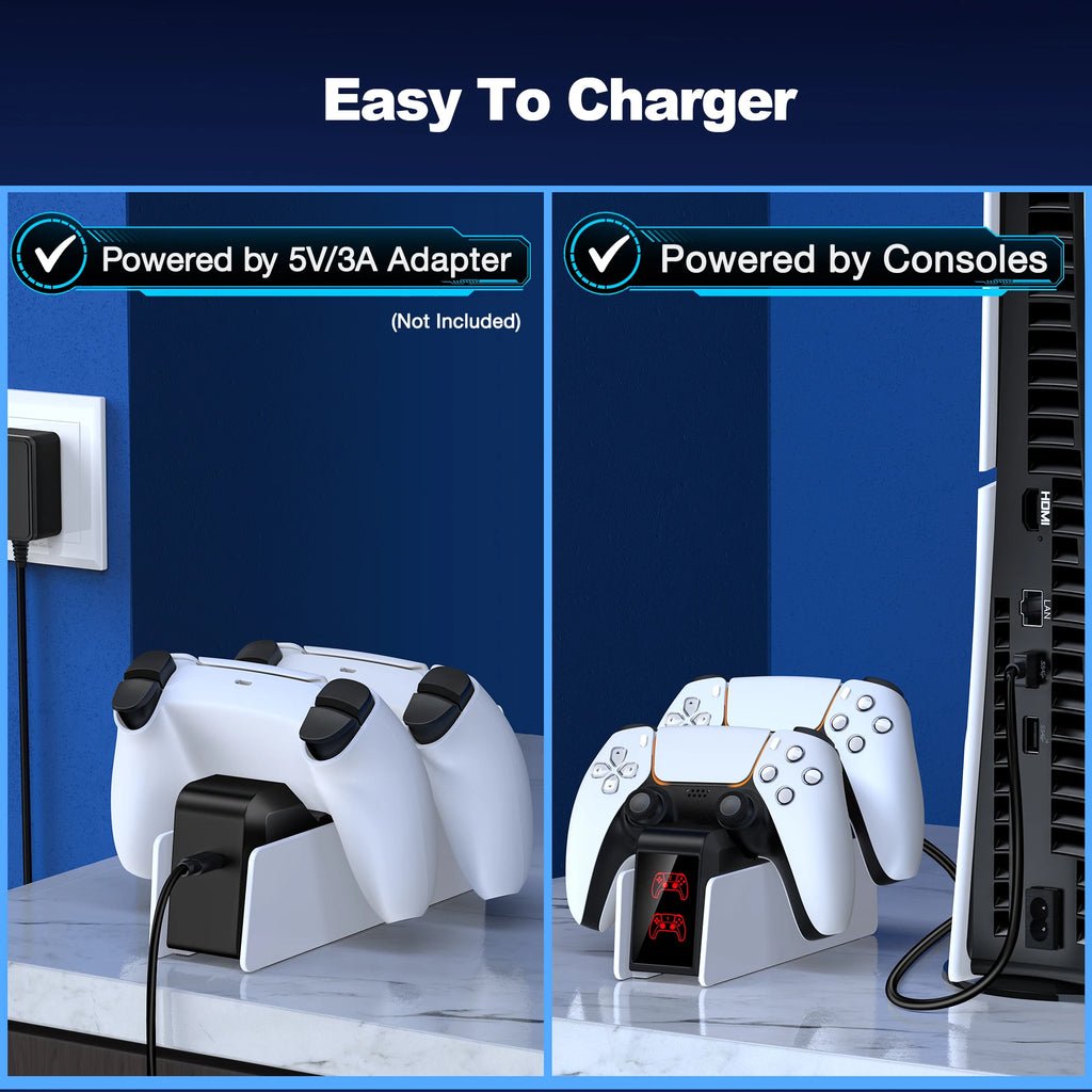 Para cargador de controlador PS5, estación de carga DualSense, soporte de cargador de base de carga Dual para controlador de juego inalámbrico PlayStation5
