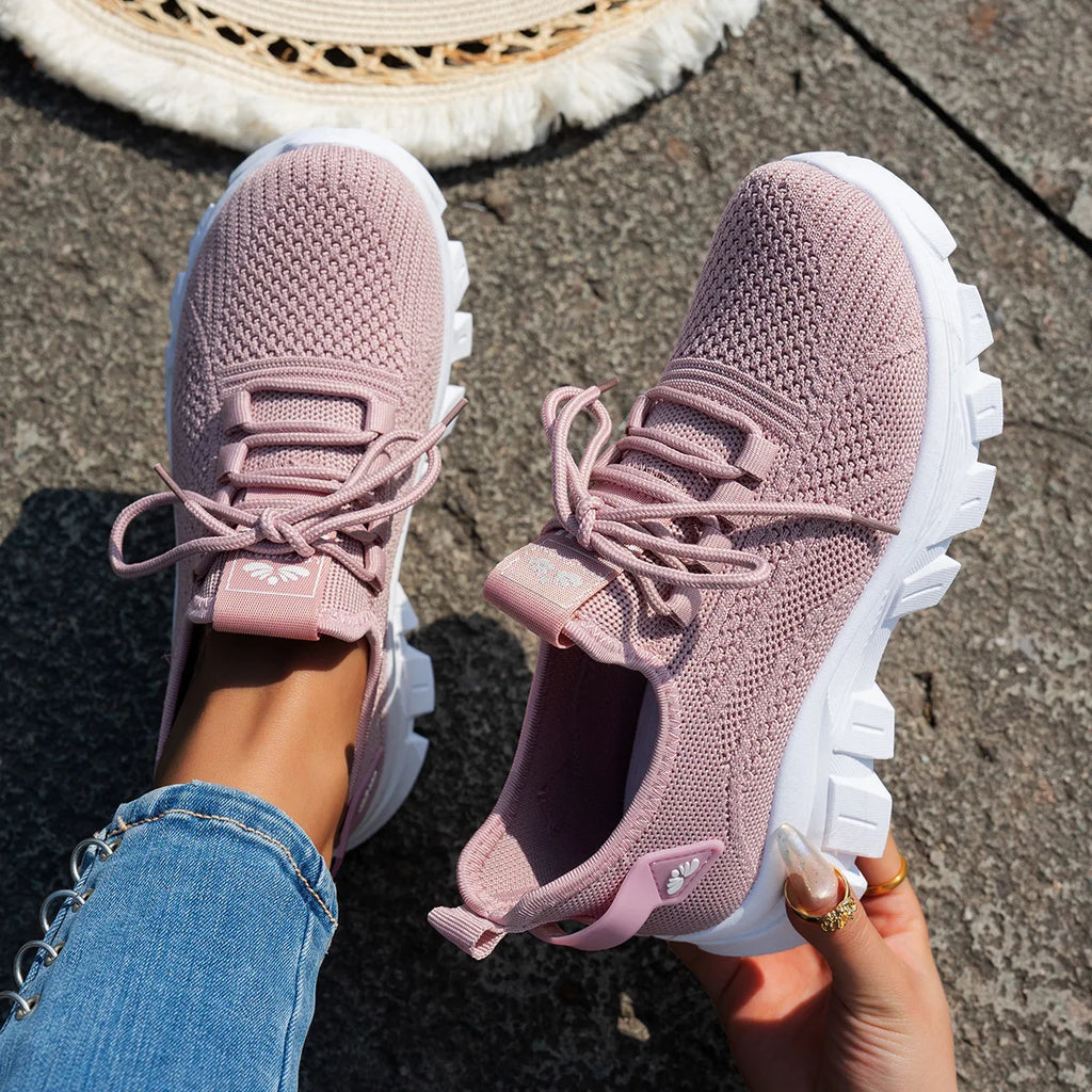 Zapatos de punto para mujer, zapatos ligeros y transpirables para mamá, talla grande, cómodos, antideslizantes, informales, suela plana, sin cordones, primavera 2025