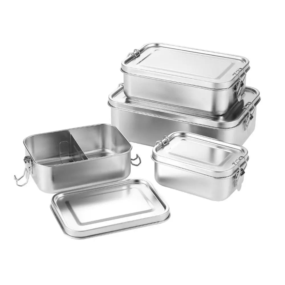 Lonchera Cuadrada de Acero Inoxidable Resistente, Lonchera de Gran Capacidad con Tapa Hermética, Contenedor de Almuerzo a Prueba de Fugas para Exteriores