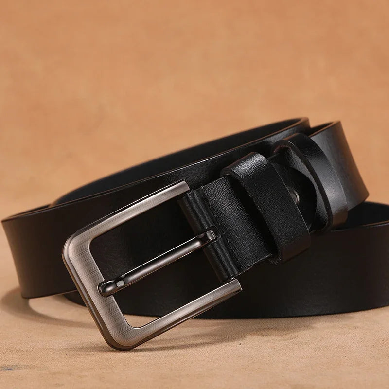 Cinturones masculinos de cuero genuino de alta calidad con hebilla grande y larga, cintura para hombre 110 120 130 140 150 160 170cm, cinturones de talla grande para hombre