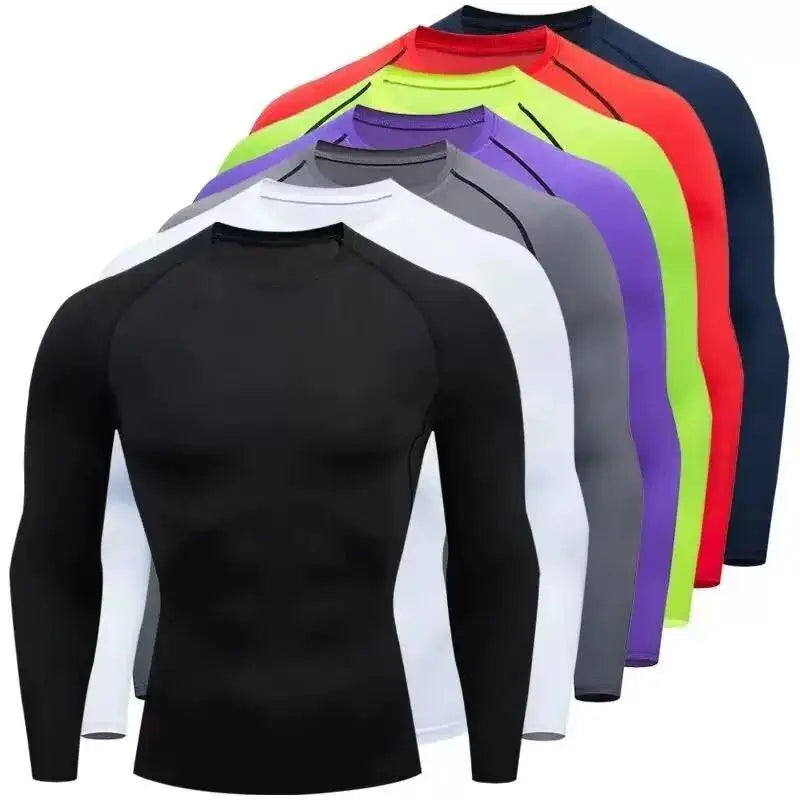 Camiseta de compresión para correr para hombre, camiseta de manga larga para hombre, ropa de gimnasio, ropa deportiva de secado rápido, camiseta de Fitness, camiseta de entrenamiento muscular