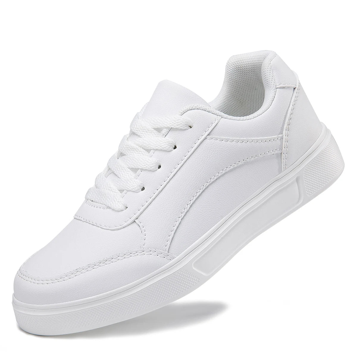 Baasploa Zapatillas de deporte informales para mujer Zapatillas de plataforma de cuero para mujer Zapatos de skate cómodos clásicos antideslizantes